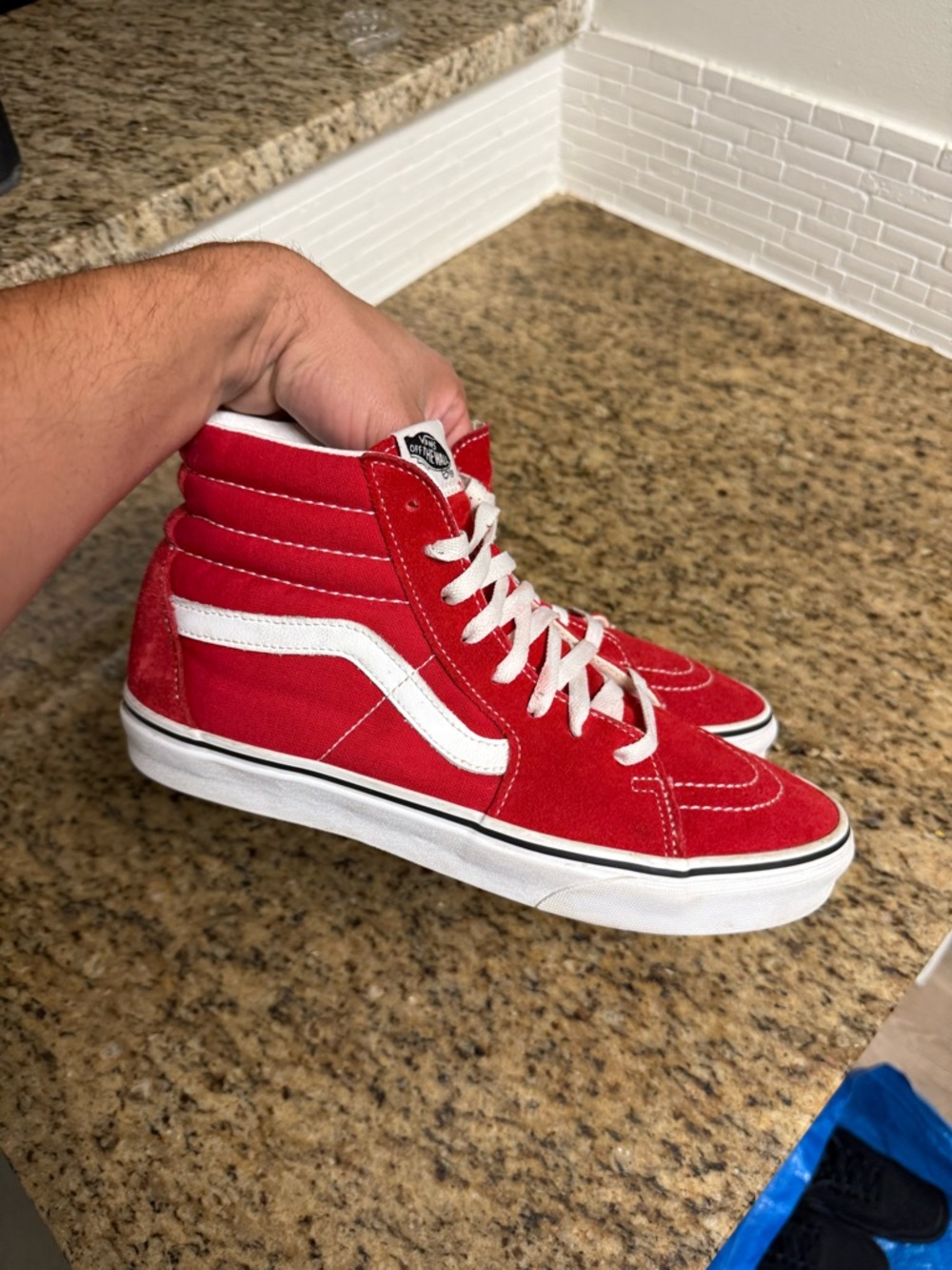 Vans Sk8-Hi Shoes Racing Red White Men Size 10 Used